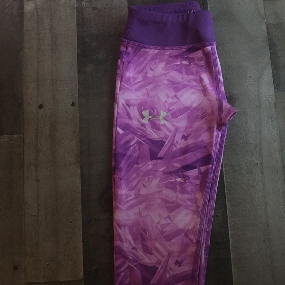 Under Armour Heat Gear Youth Small Purple Leggings by Under - Picture 2 of 3